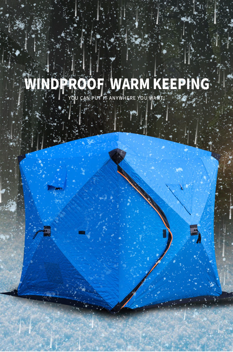 Cheap Goat Tents Outdoor Winter Fishing Tent Warm Cotton Ice Fishing Tent Thickened Camping Shelter House Sauna Tent 1.8*1.8*2.1m 2Door 3 4Person Tents 
